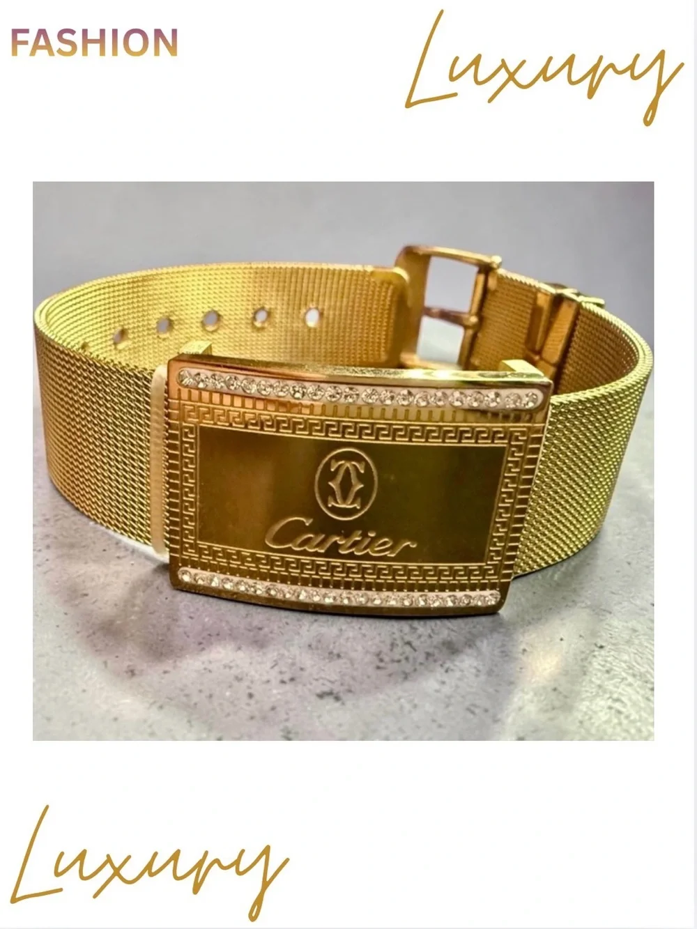 BRACELET: 18K Gold Plated Mesh w/Embellished Rhinestones, NWOT